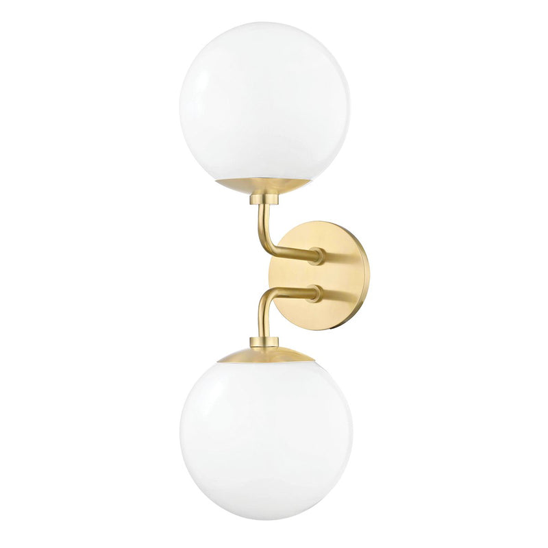 Stella 2-Light Bath Vanity Light in Aged Brass