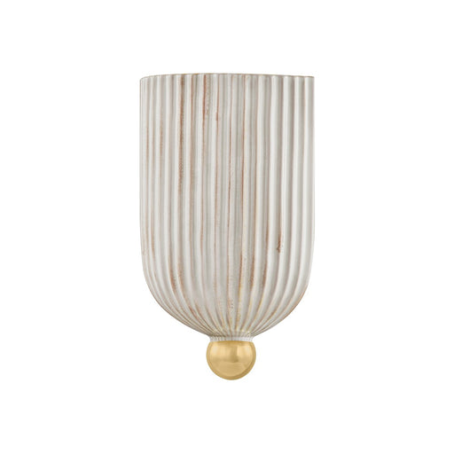 Amira Bath Sconce in Aged Brass / Ceramic Fluted Cream