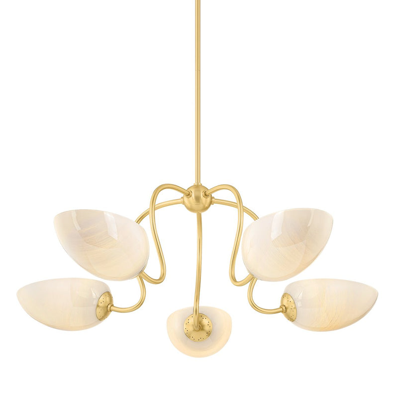 Reva 5-Light Chandelier in Aged Brass