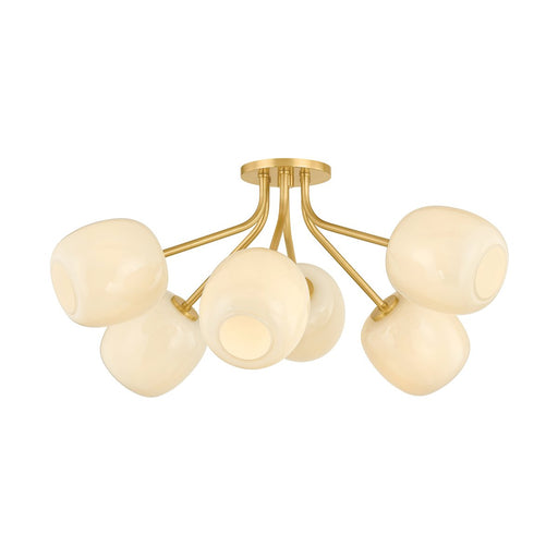 Lisette 6-Light Semi-Flush Mount in Aged Brass