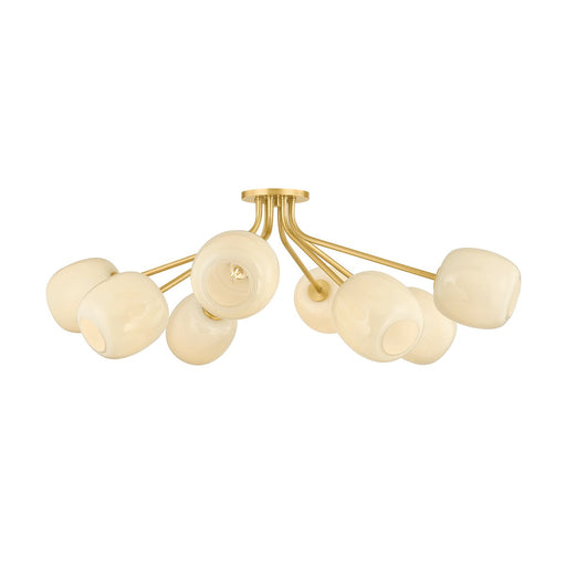 Lisette 8-Light Semi-Flush Mount in Aged Brass