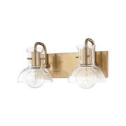 Riley 2-Light Bath Vanity Light in Aged Brass