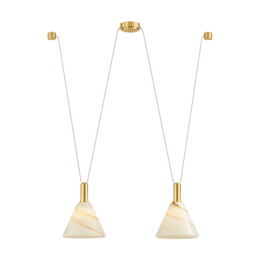 Eileen 2-Light Linear Pendant in Aged Brass