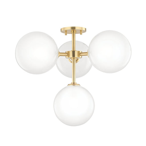 Ashleigh 4-Light Semi-Flush Mount in Aged Brass