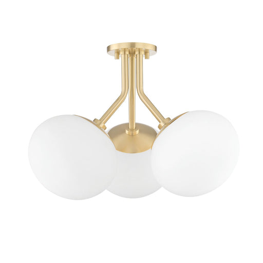 Estee 3-Light Semi-Flush Mount in Aged Brass