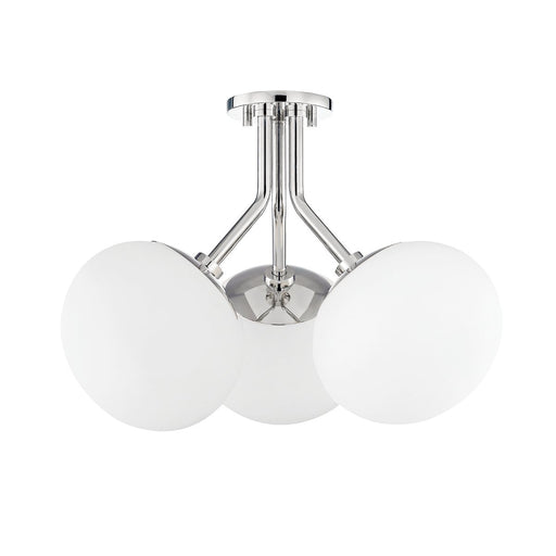 Estee 3-Light Semi-Flush Mount in Polished Nickel
