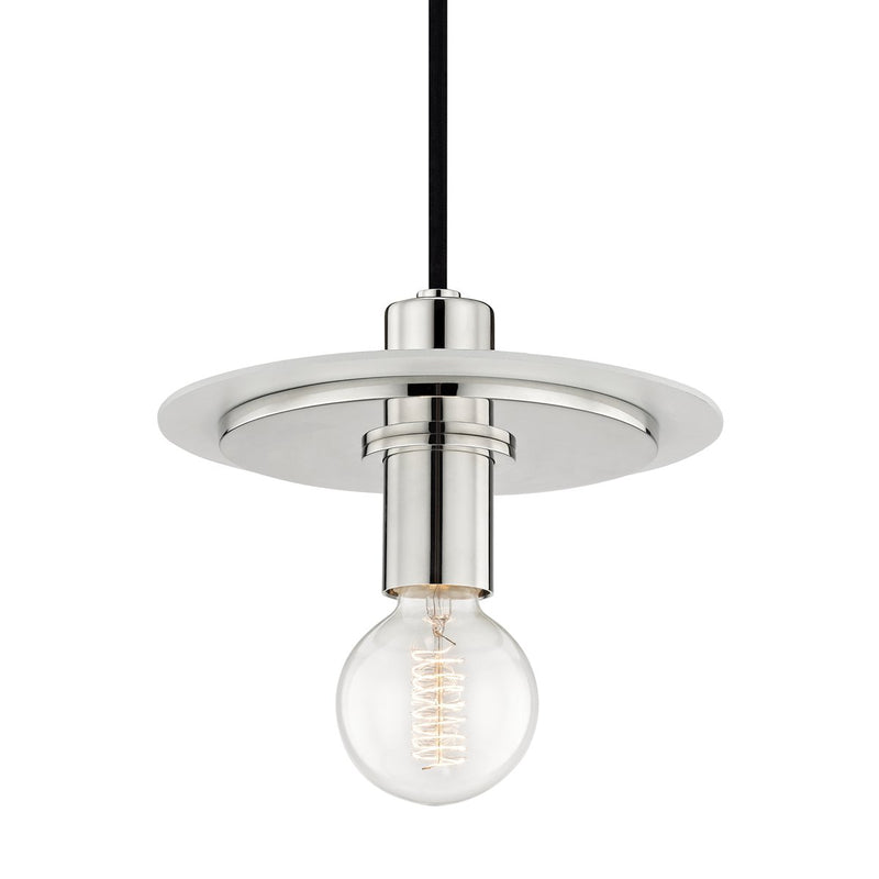 Milo Small Pendant in Polished Nickel / White