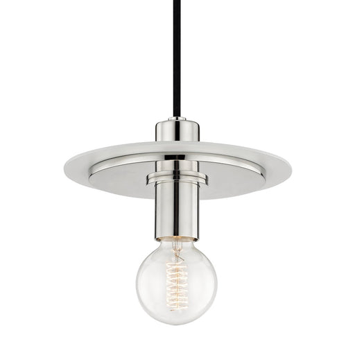 Milo Small Pendant in Polished Nickel / White