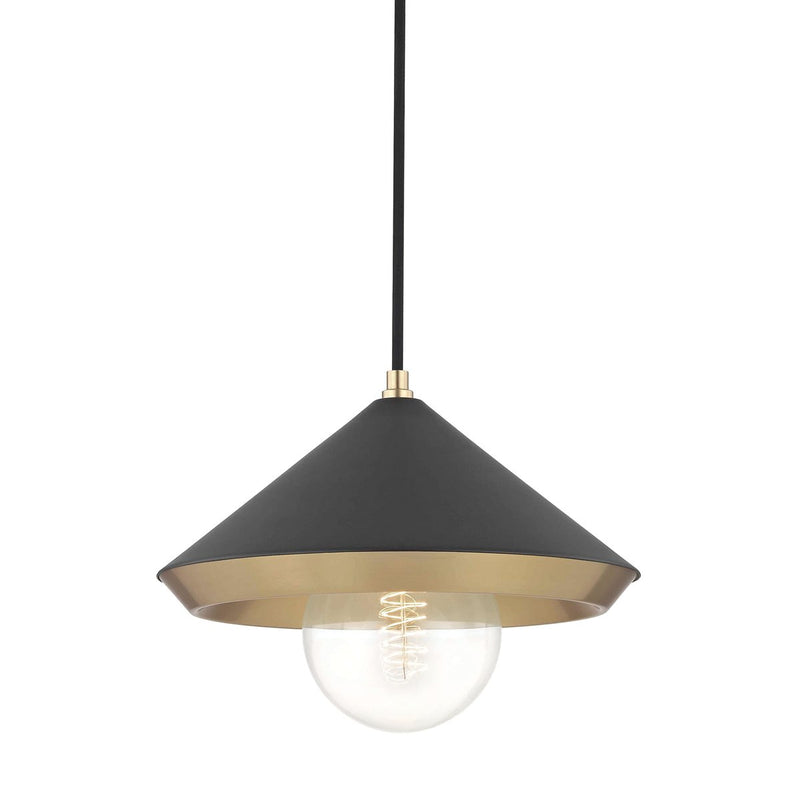 Marnie Large Pendant in Aged Brass / Black