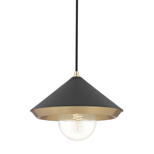 Marnie Large Pendant in Aged Brass / Black