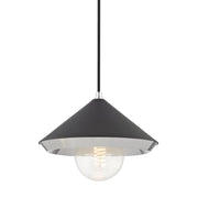 Marnie Large Pendant in Polished Nickel / Black