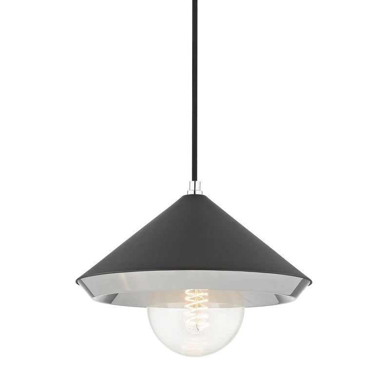 Marnie Large Pendant in Polished Nickel / Black