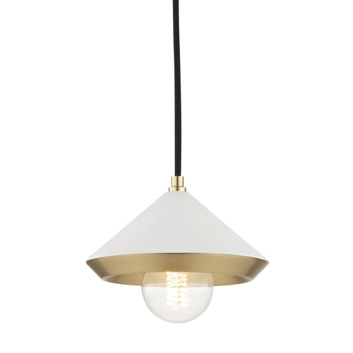 Marnie Small Pendant in Aged Brass / White