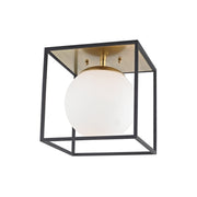 Aira Small Flush Mount in Aged Brass / Black