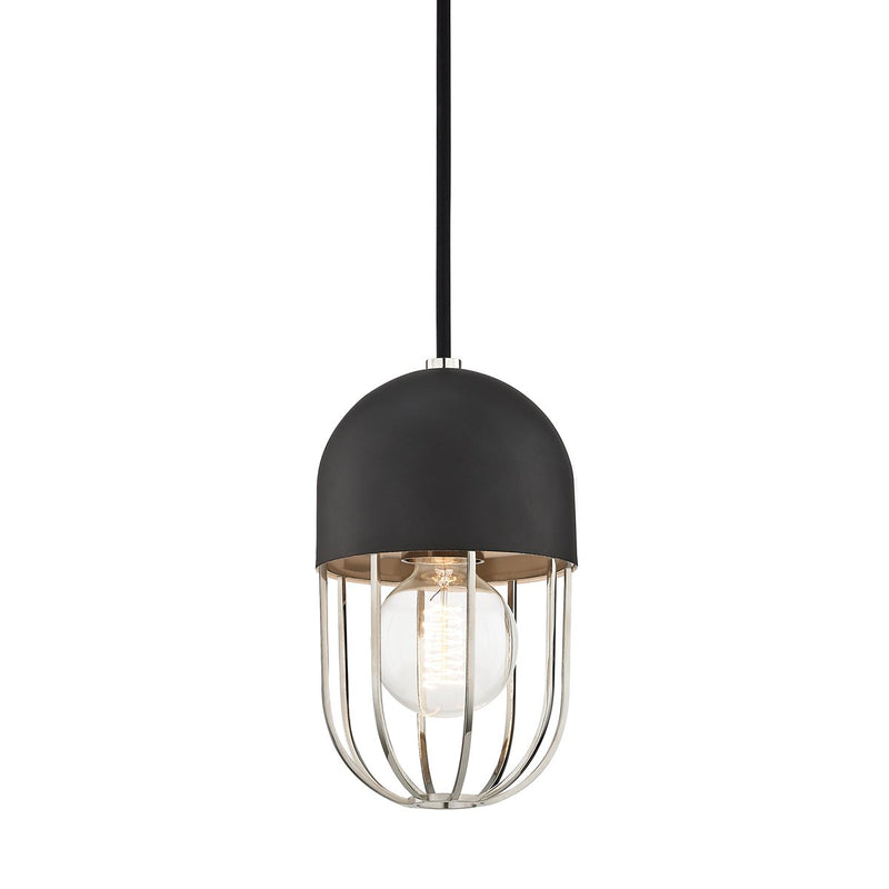 Haley Mini Pendant in Polished Nickel / Black