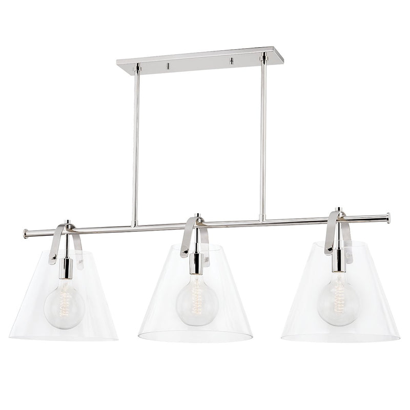 Karin 3-Light Linear Pendant in Polished Nickel