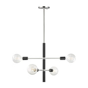Astrid 4-Light Chandelier in Polished Nickel / Black
