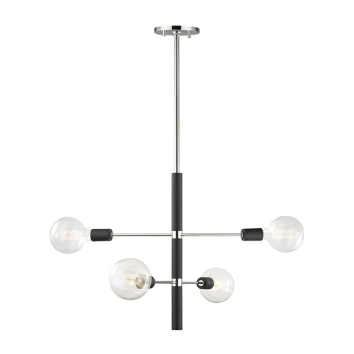 Astrid 4-Light Chandelier in Polished Nickel / Black