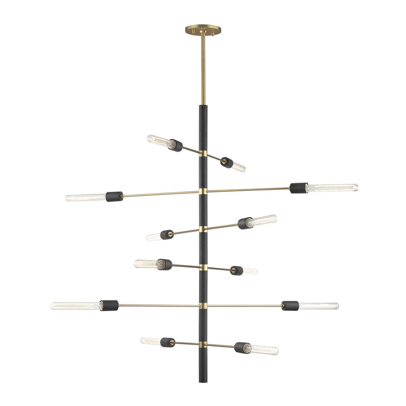 Astrid 12-Light Chandelier in Aged Brass / Black