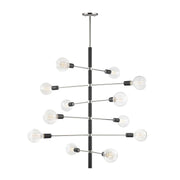Astrid 12-Light Chandelier in Polished Nickel / Black