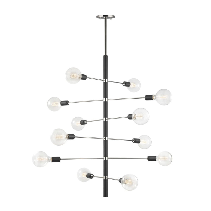 Astrid 12-Light Chandelier in Polished Nickel / Black