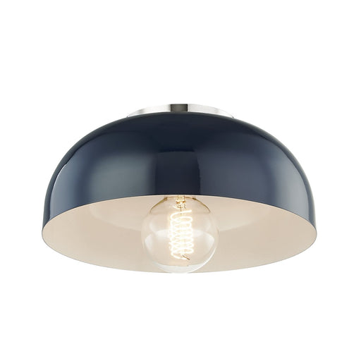 Avery Small Flush Mount in Polished Nickel / Navy