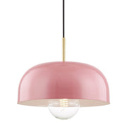 Avery Large Pendant in Aged Brass / Pink