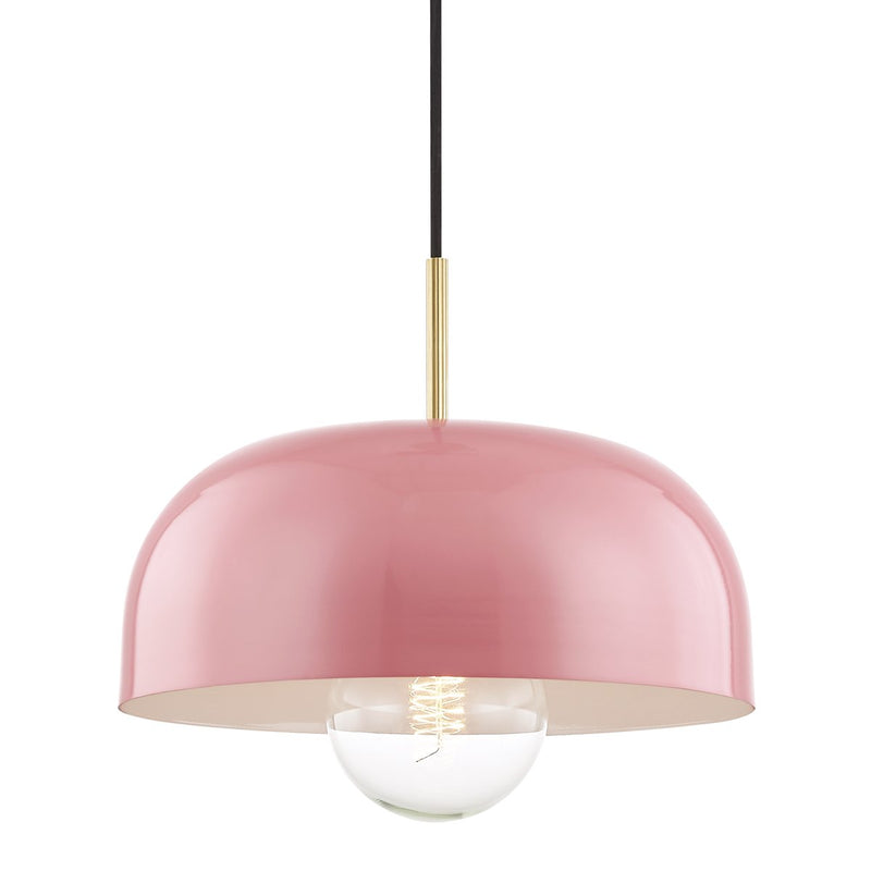 Avery Large Pendant in Aged Brass / Pink