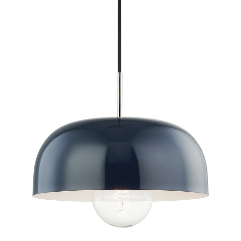 Avery Large Pendant in Polished Nickel / Navy