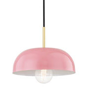 Avery Small Pendant in Aged Brass / Pink