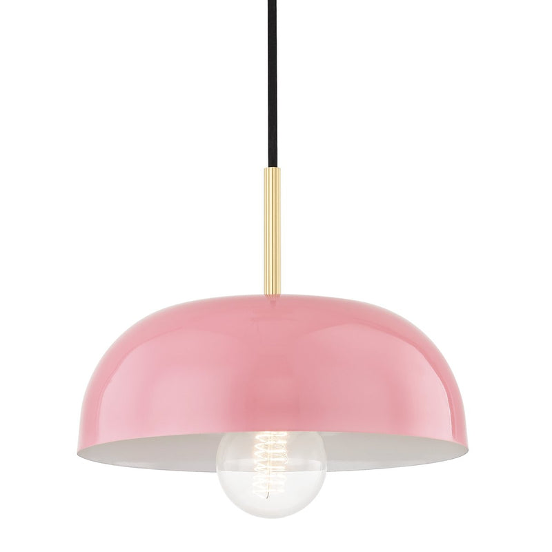 Avery Small Pendant in Aged Brass / Pink