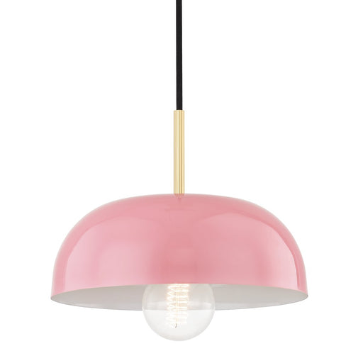 Avery Small Pendant in Aged Brass / Pink