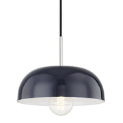 Avery Small Pendant in Polished Nickel / Navy