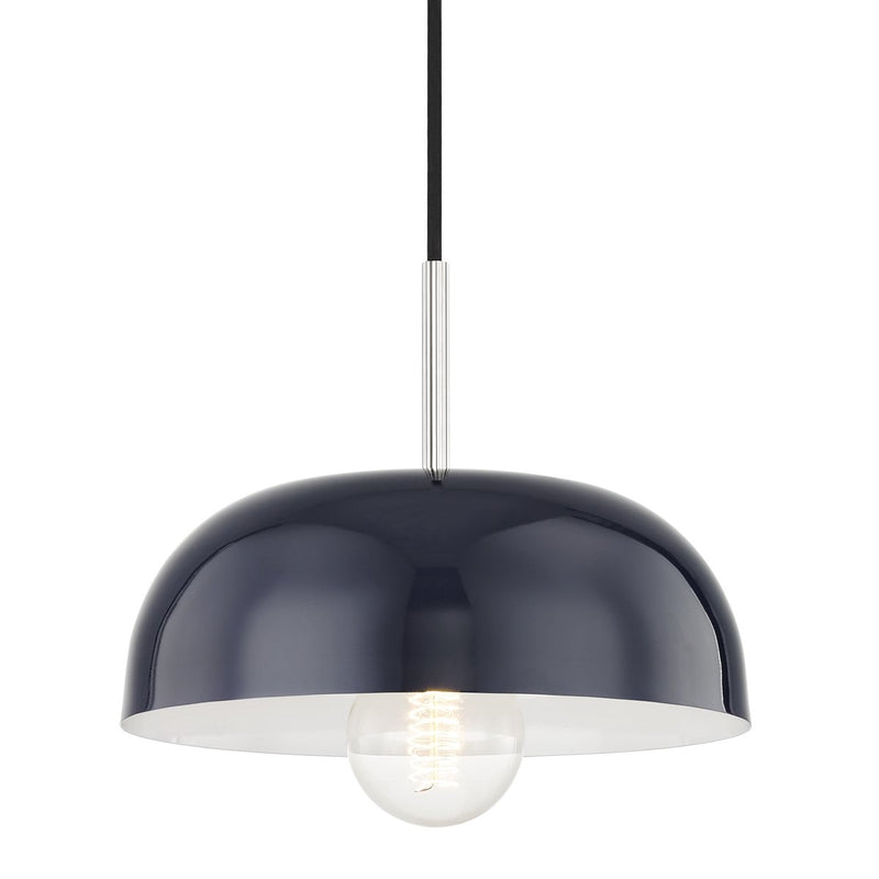 Avery Small Pendant in Polished Nickel / Navy