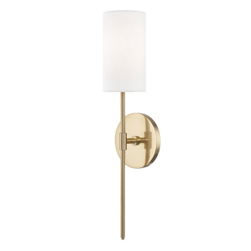 Olivia Linen Shade Wall Sconce in Aged Brass