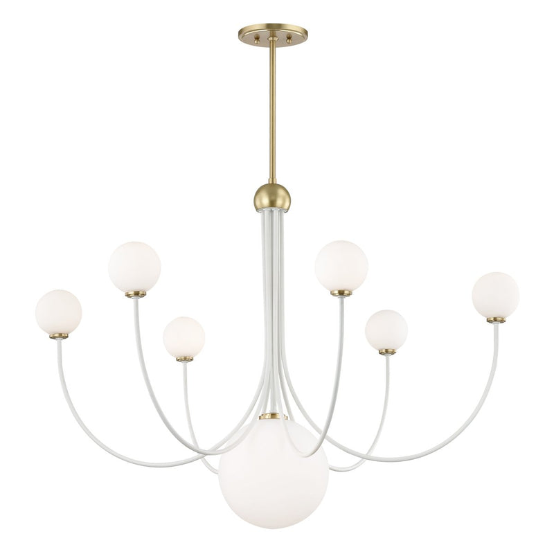 Coco 7-Light Chandelier in Aged Brass / White