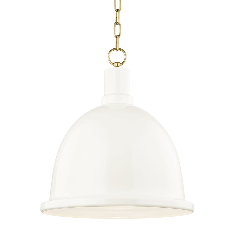 Blair Large Pendant in Aged Brass / Cream