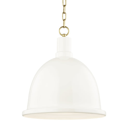 Blair Large Pendant in Aged Brass / Cream