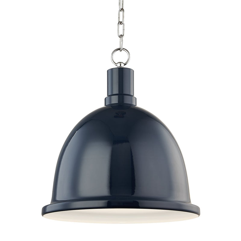 Blair Large Pendant in Polished Nickel / Navy