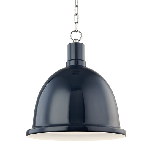 Blair Large Pendant in Polished Nickel / Navy