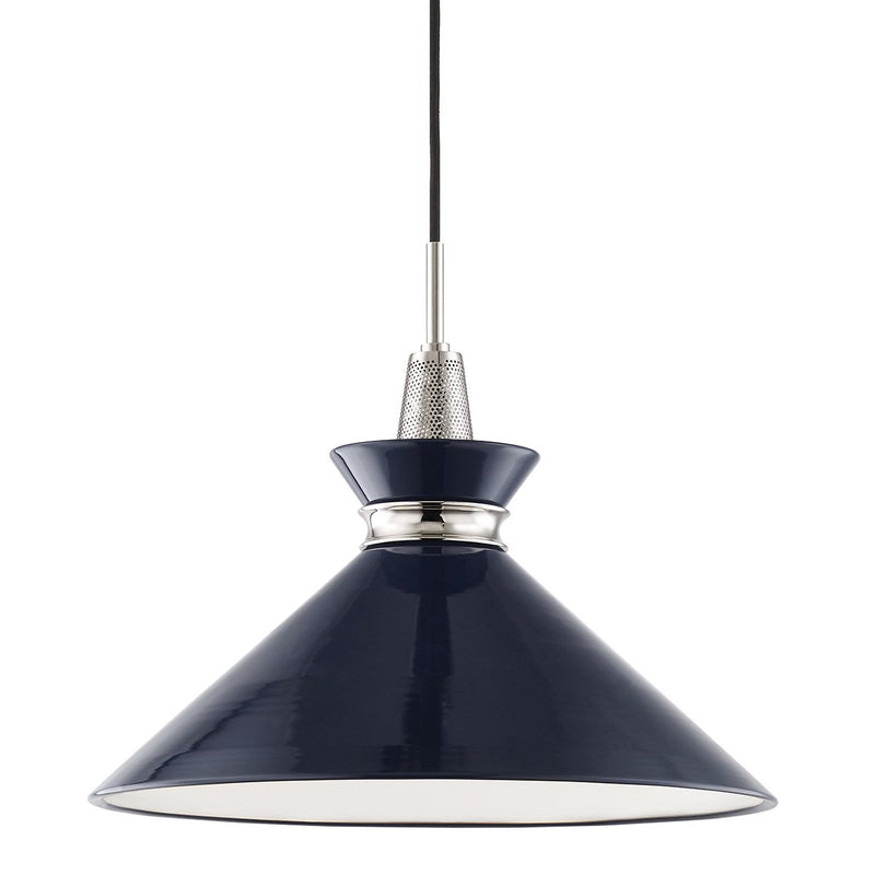 Kiki Large Pendant in Polished Nickel / Navy