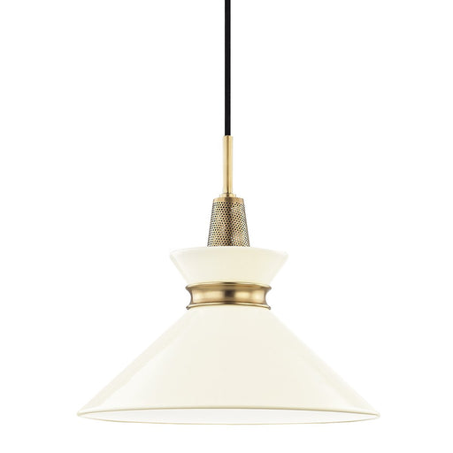 Kiki Small Pendant in Aged Brass / Cream