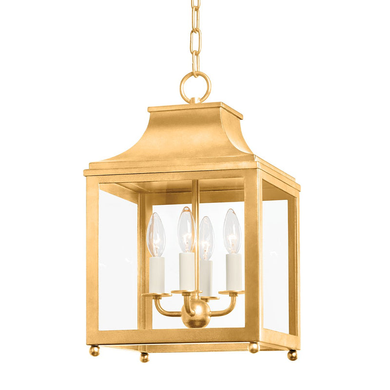 Leigh 4-Light Small Lantern Chandelier in Vintage Gold Leaf