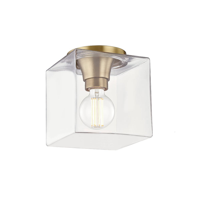 Grace Small Square Flush Mount in Aged Brass