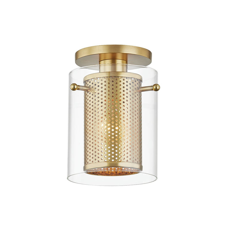 Elanor Semi-Flush Mount in Aged Brass