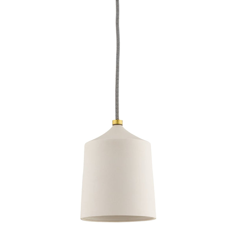 Megan Pendant in Aged Brass / Matte White