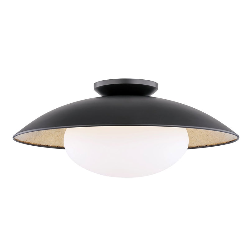 Cadence Large Semi-Flush Mount in Black / Gold Leaf