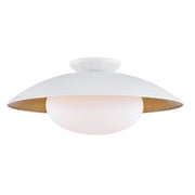 Cadence Large Semi-Flush Mount in White / Gold Leaf