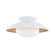 Cadence Medium Semi-Flush Mount in White / Gold Leaf