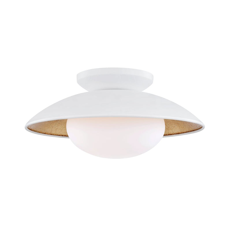 Cadence Medium Semi-Flush Mount in White / Gold Leaf